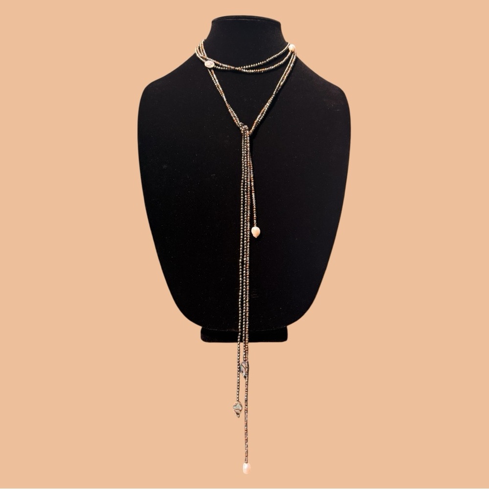 NWOT Semi-Precious Pearl & Stone Extra Long Wrap Necklace Bundle | (2)